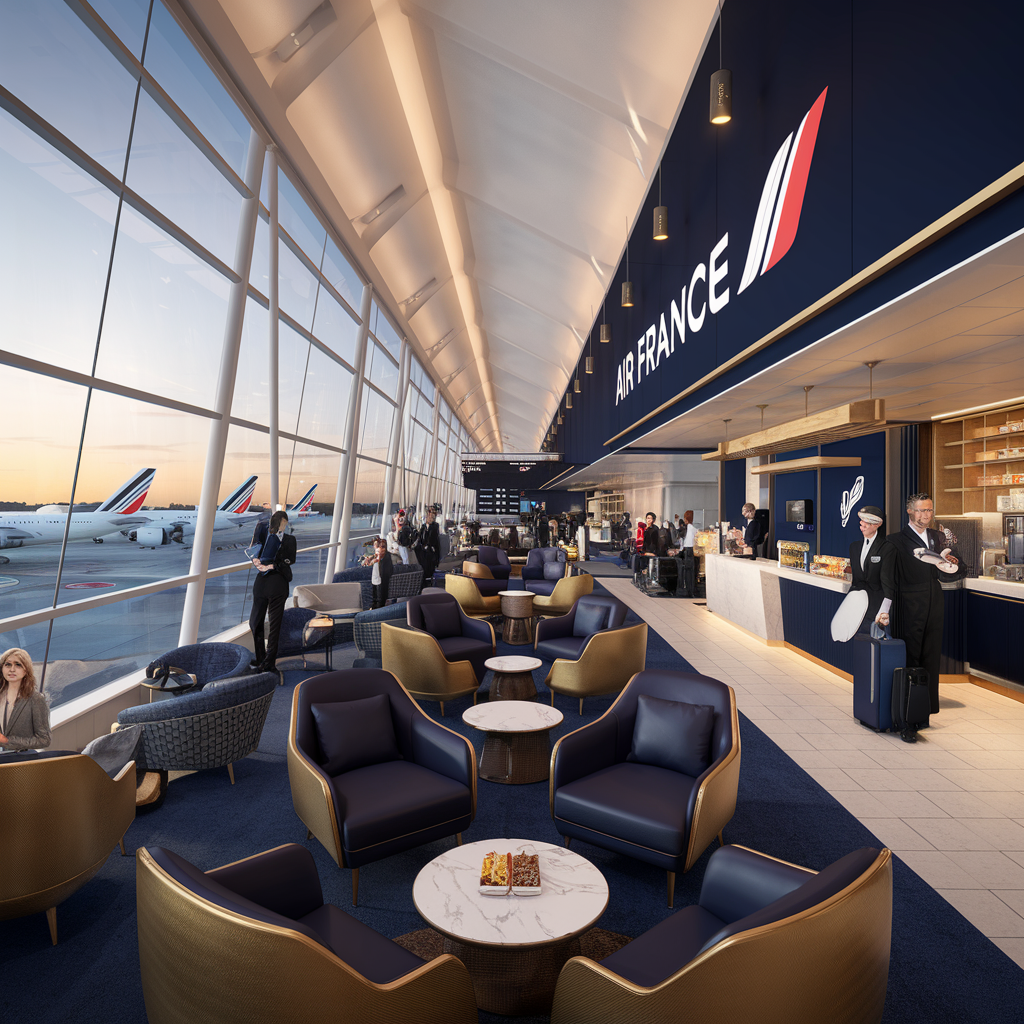 découvrez le nouvel espace exclusif d'air france à l'aéroport de newark, conçu pour offrir un confort inégalé et des services personnalisés aux passagers. profitez d'une expérience d'embarquement unique avec des espaces élégants, une cuisine raffinée et des commodités modernes.