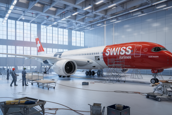 plongez au cœur de l'atelier de peinture et assistez à la transformation spectaculaire du premier airbus a350-900 de swiss. une immersion unique dans le processus créatif et technologique qui donne vie à cet avion d'exception.