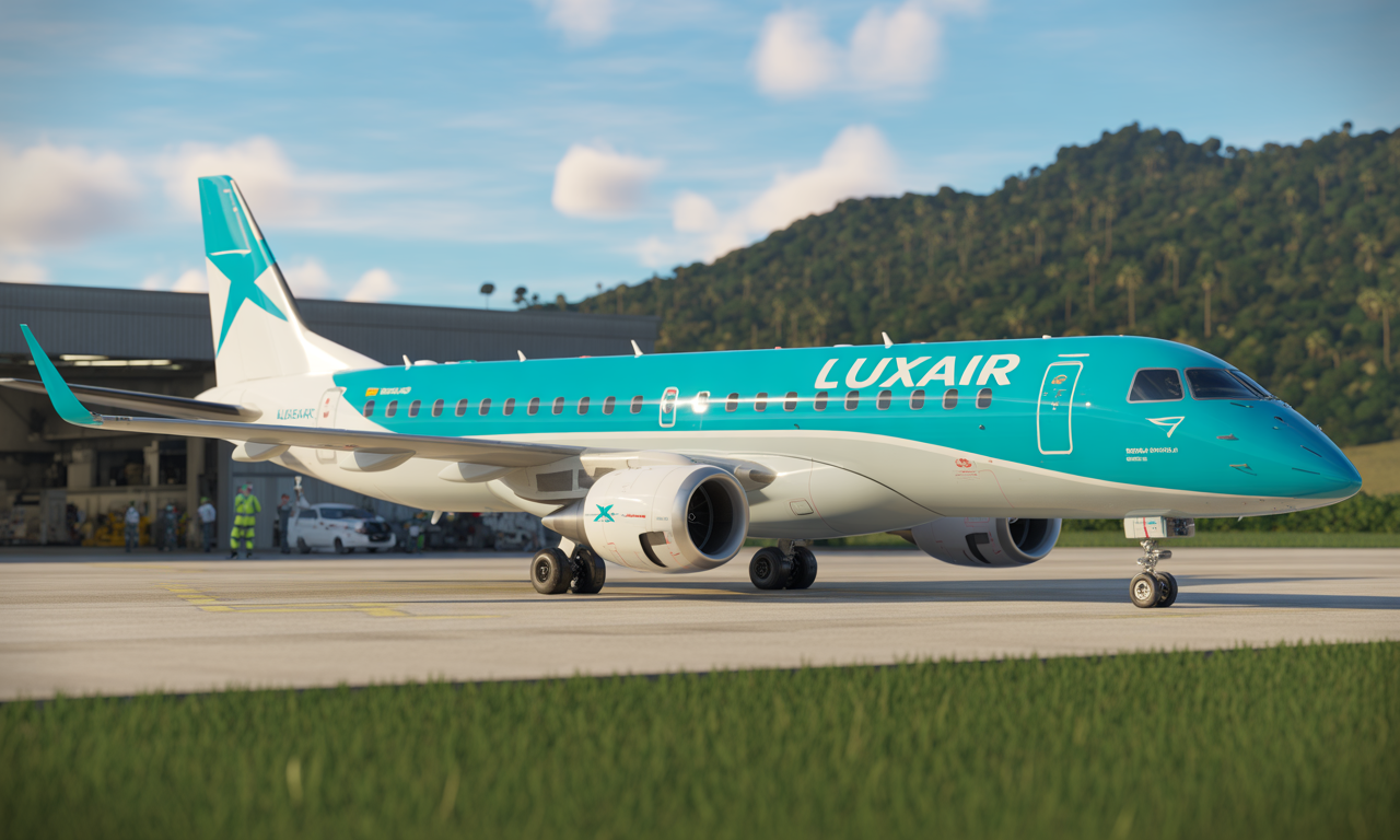 luxair unveils its very first brand-new embraer e195-e2, assembled in brazil. discover the video presentation of this innovative aircraft!